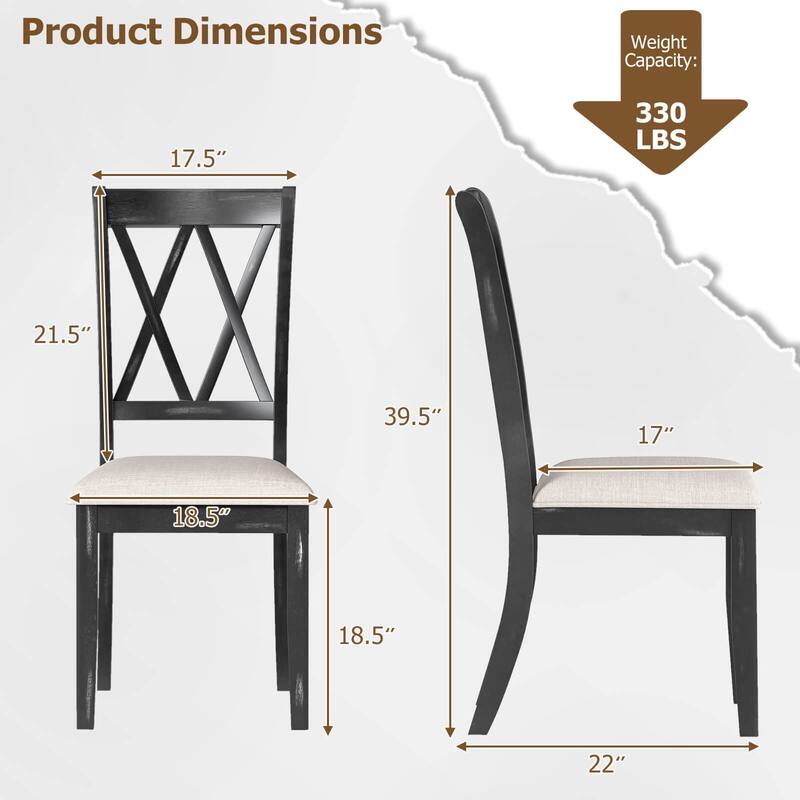 Costway 2/4 PCS Farmhouse Dining Chairs Modern Kitchen Chairs with