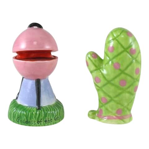 Cape Shore Pink Grill Lime Green Oven Mitt Salt and Pepper Shakers