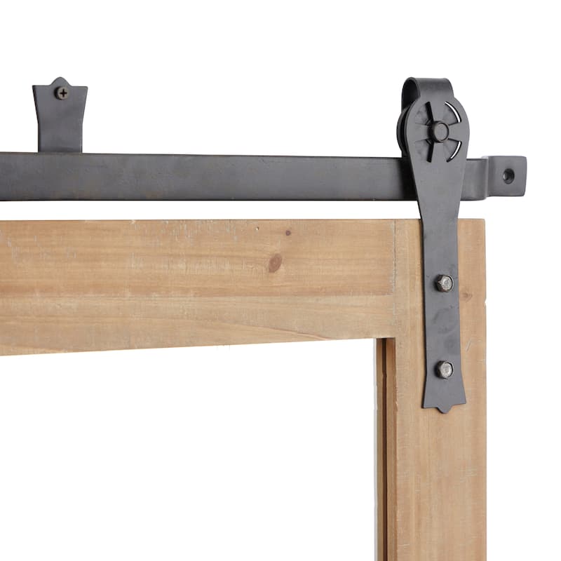 Barn Door Style Wood Industrial Farmhouse Hanging Wall Mirror