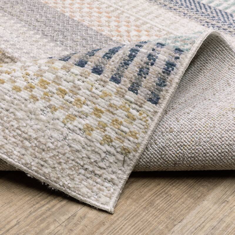 Calliope Textural Geometric Striped Ivory/ Multi Area Rug