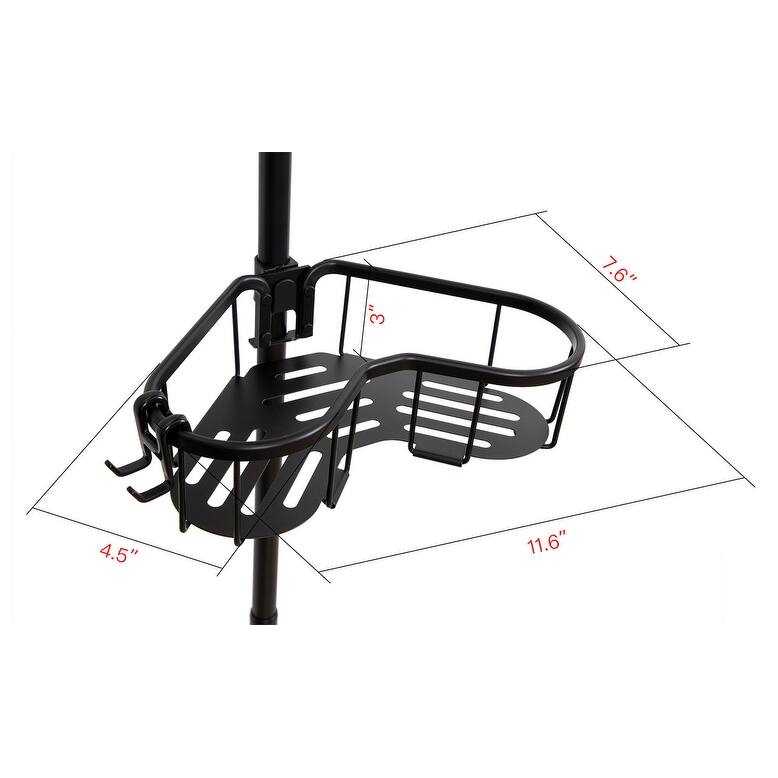Utopia Alley Tension Rod Shower Organizer, Rustproof Corner Shower Caddy with 4 Adjustable Shelves, Chrome & Matte Black Finish