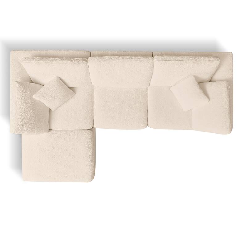 L-Shaped Convertible Cloud Sectional Sofa, Oversized Chenille Fabric Compressed Sofa, Modular 3 Seater Sofa with Ottoman