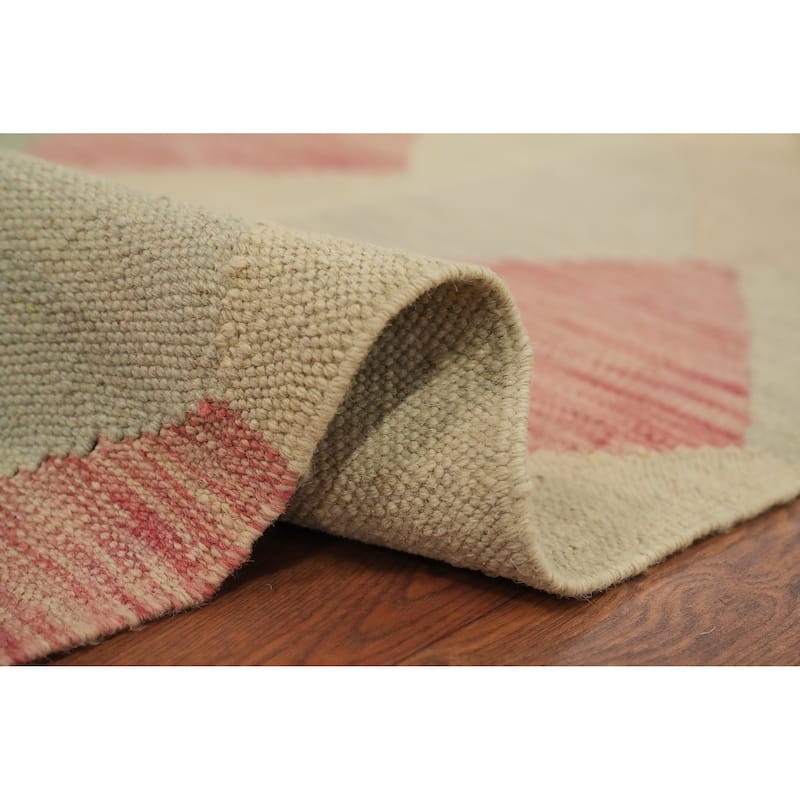 Hand Woven Oriental 100% Wool Carpet Southwestern Modern Multi-Colored Kilim Area Rug - 9' 10'' X 6' 5''