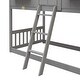preview thumbnail 13 of 11, Twin Size Low Height Design Wood House Roof bunk Bed with Roof,Window Box,Door,with Safety Guardrails and Ladder,Gray+White