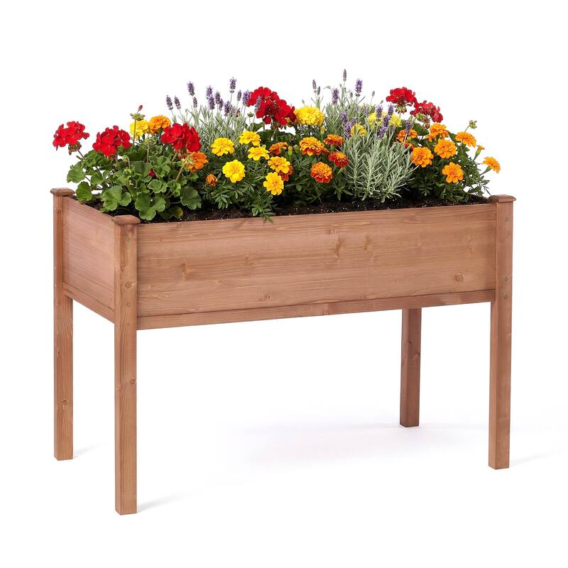 Anmytek Elevated Raised Garden Bed Standing Height Patio Backyard Planter Wooden - Brown - 24 in. W X 48 in. D X 30 in. H