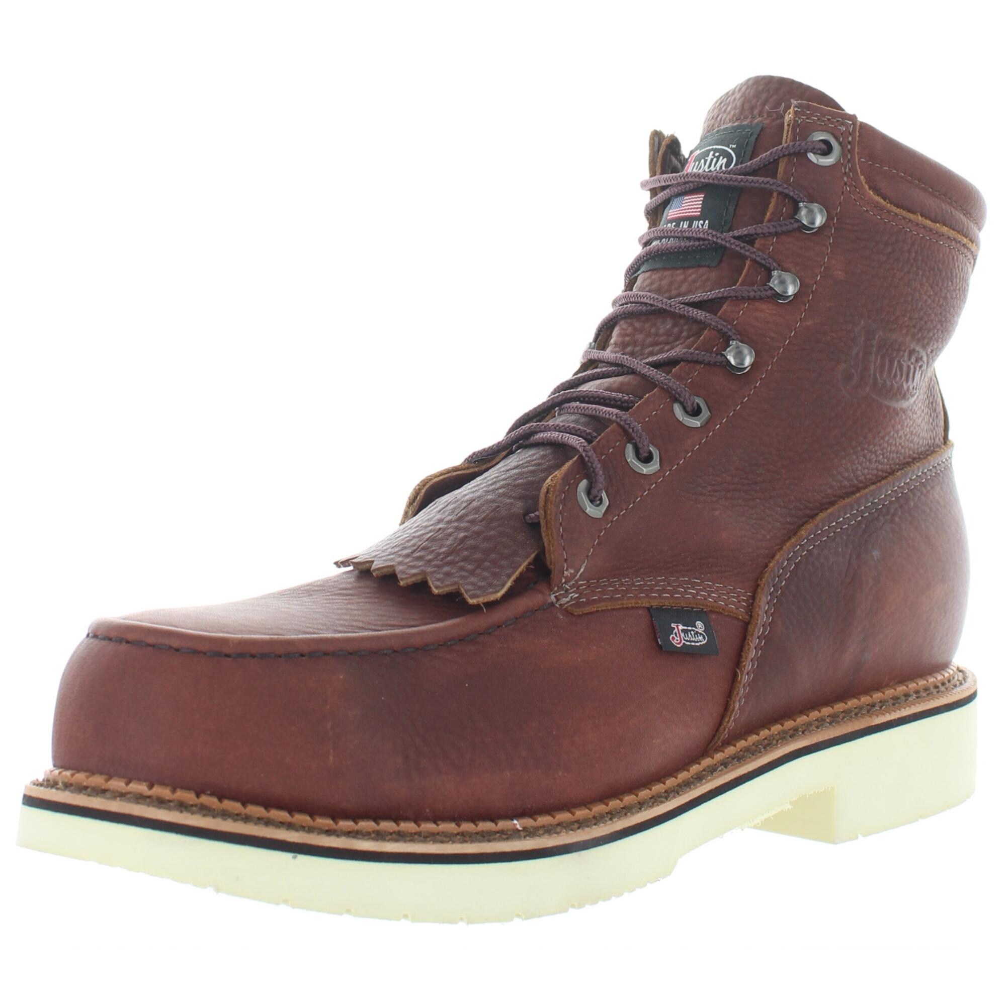 Justin Mens Pitstop Work Boots Leather 