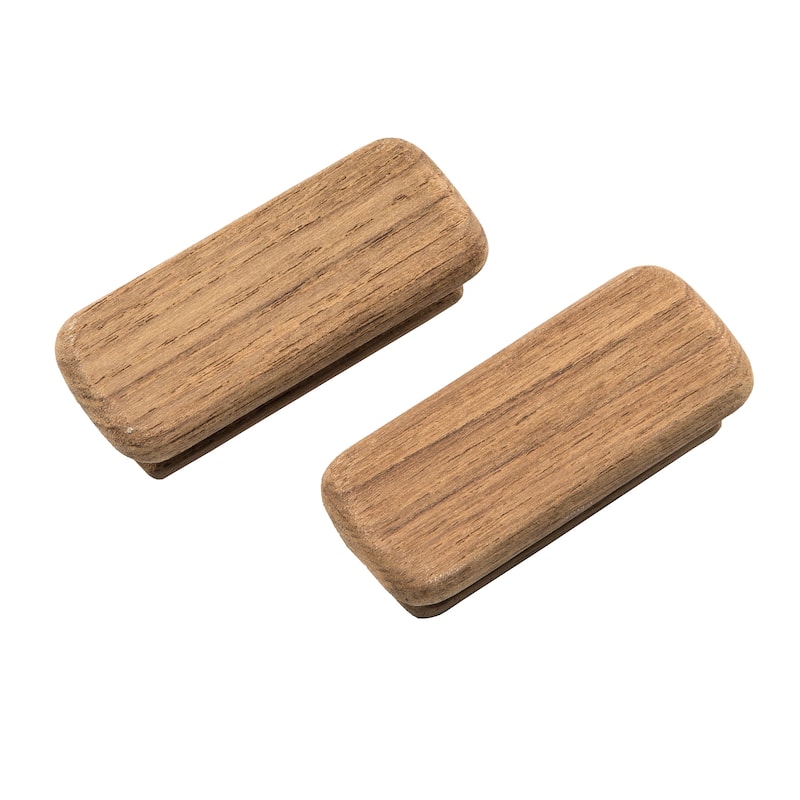 HomeRoots Set of Two Brown Teak Wood Drawer Pull Knobs - 2.75 in. x 0.75 in. x 2.75 in.