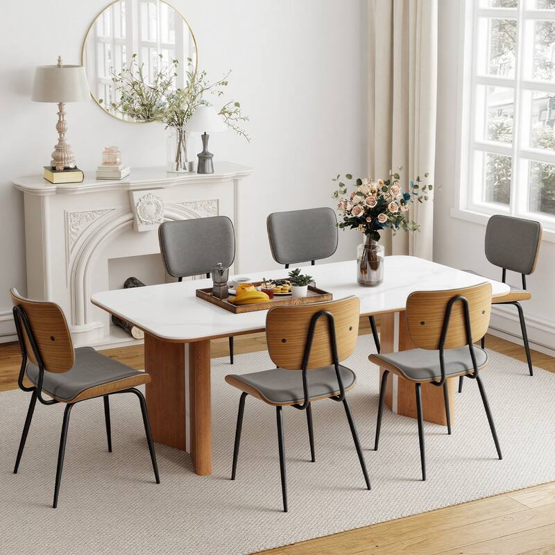 Faux Leather Upholstered Dining Chairs Set of 2/4 - 33.5"H x 19.3"W x 23"D