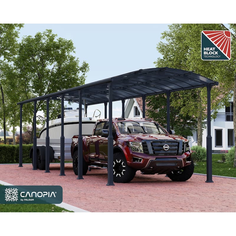 Alpine 12 ft. Gray RV Carport and Boat Shelter - 12 ft. x 42 ft.