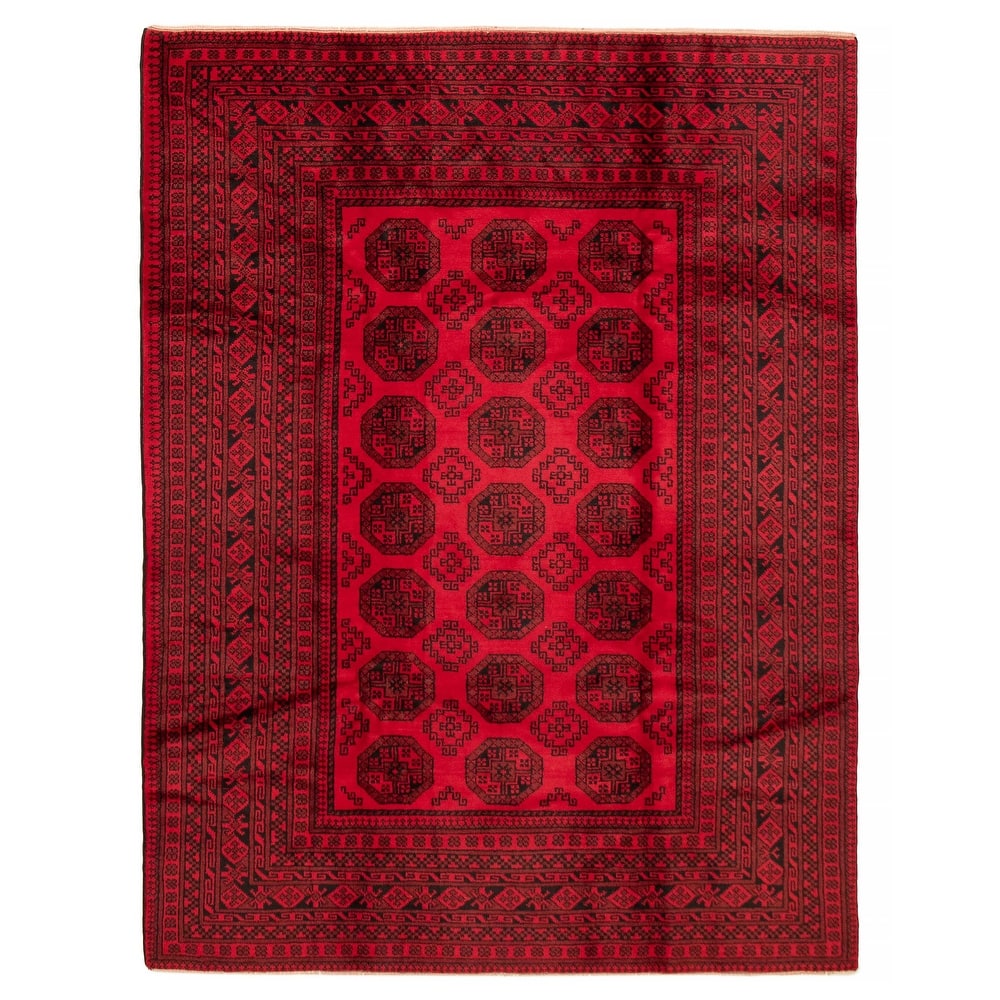 ECARPETGALLERY Hand-knotted Akhjah Red Wool Rug - 6'8 x 8'8