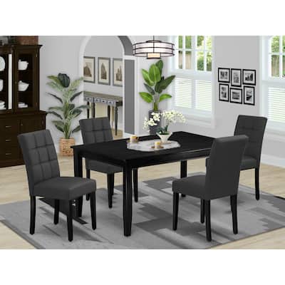 East West Furniture Dinette Set Contains a Rectangle Dining Table and Chairs, Black (Pieces Options)