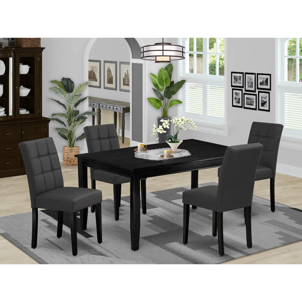East West Furniture Dinette Set Contains a Rectangle Dining Table and Chairs, Black (Pieces Options)