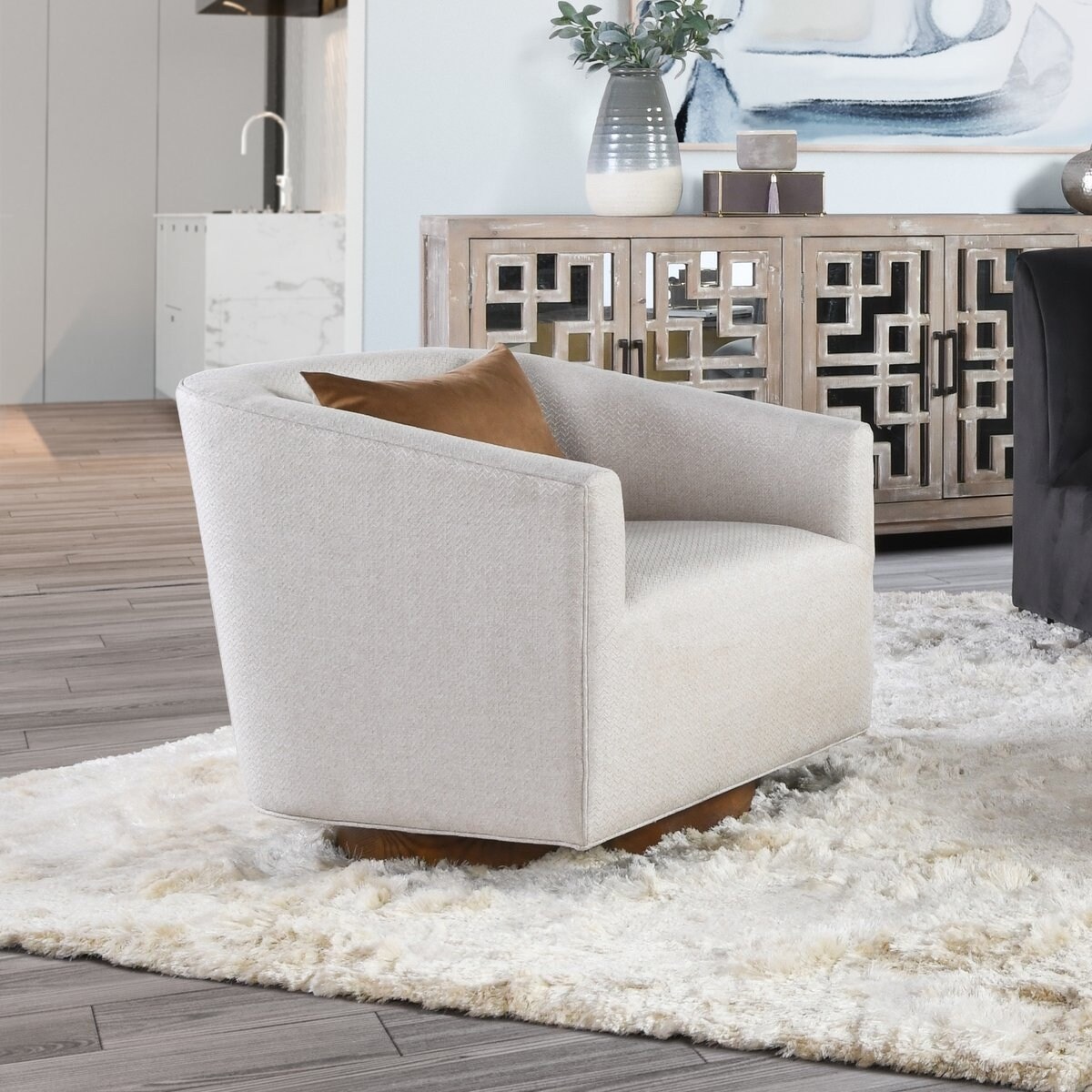 One Size Leonard Contemporary Accent Chair Grey Fabric One Size Leonard Contemporary Accent Chair Grey Fabric