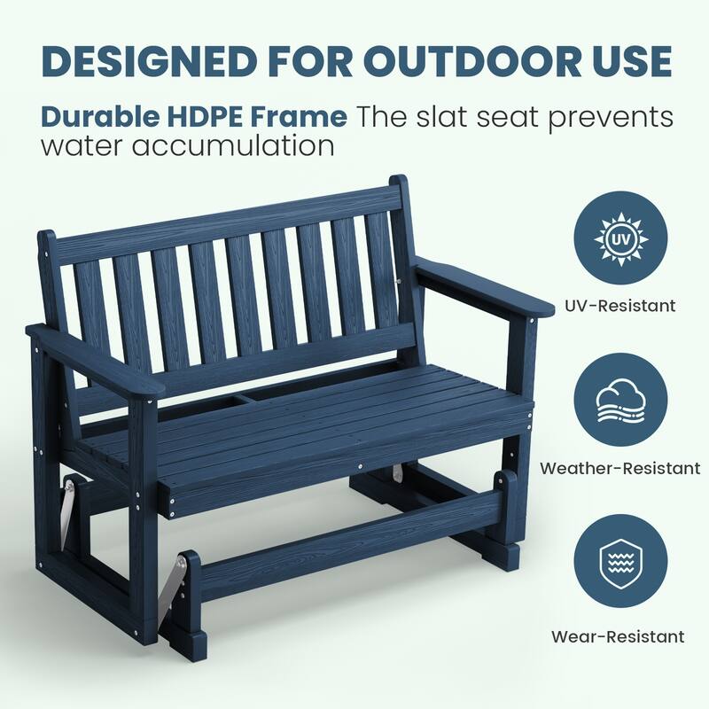 Outdoor Patio HDPE Glider Bench, Garden Rocking Bench