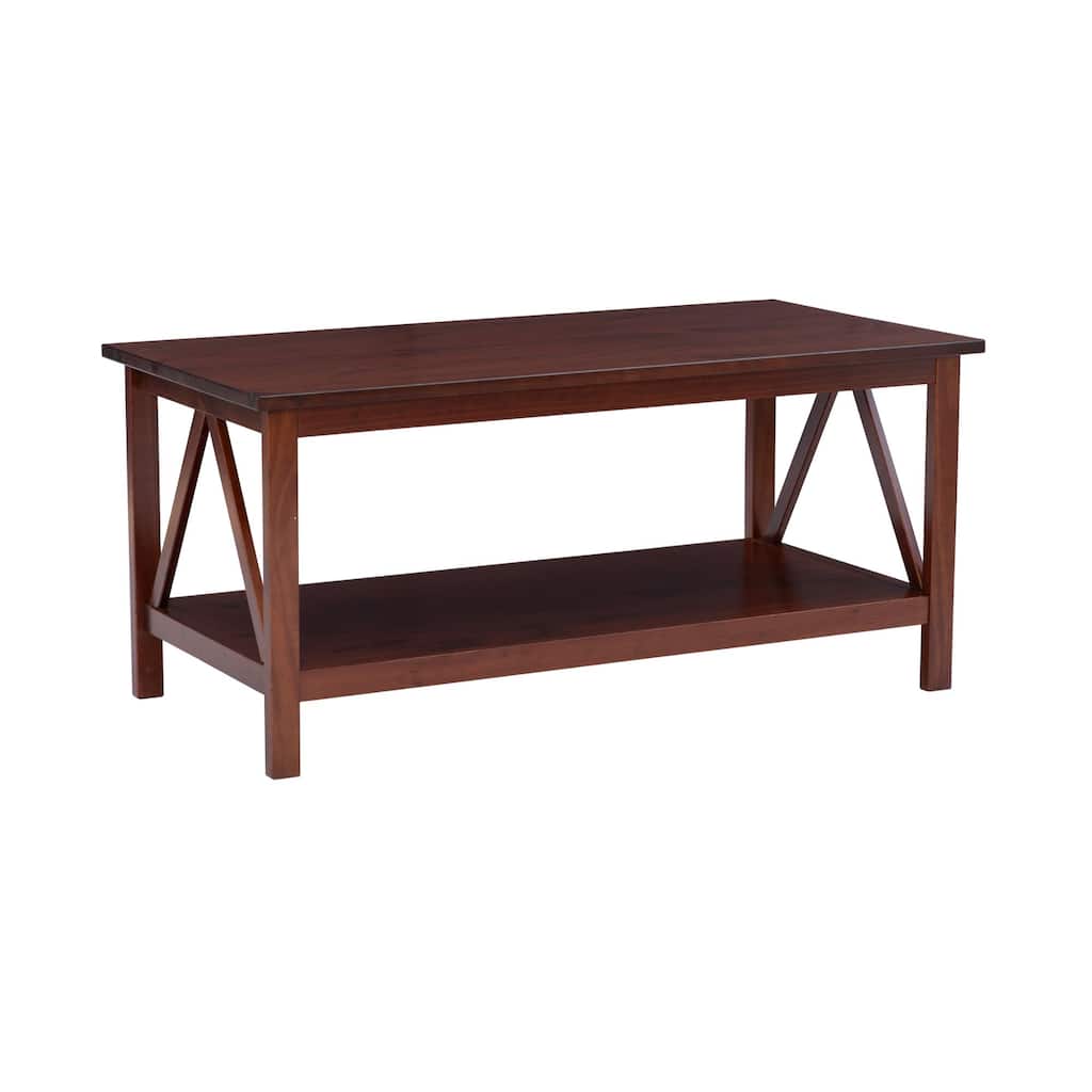 Coffee Table with Bottom Shelf - 44" - Antique Tobacco Brown