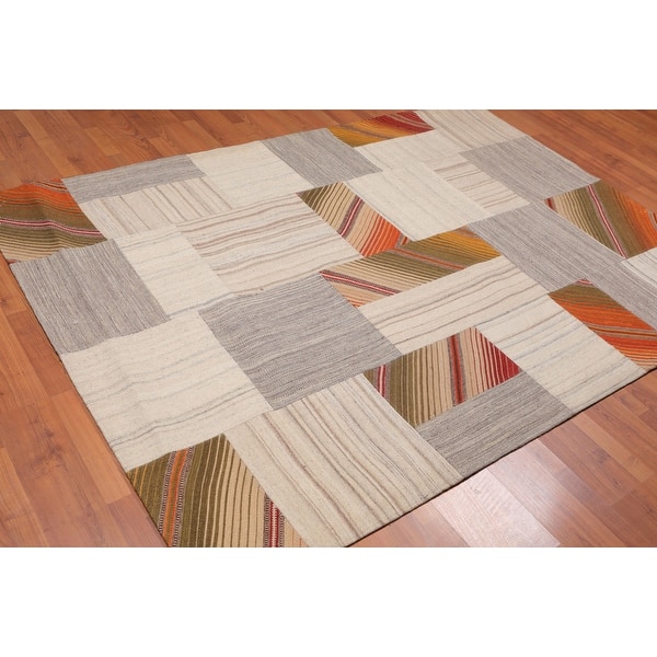 Hand Woven Beige Taupe Flatweave Wool Traditional Oriental Area Rug 5x7 5 X 8 Overstock 31523636