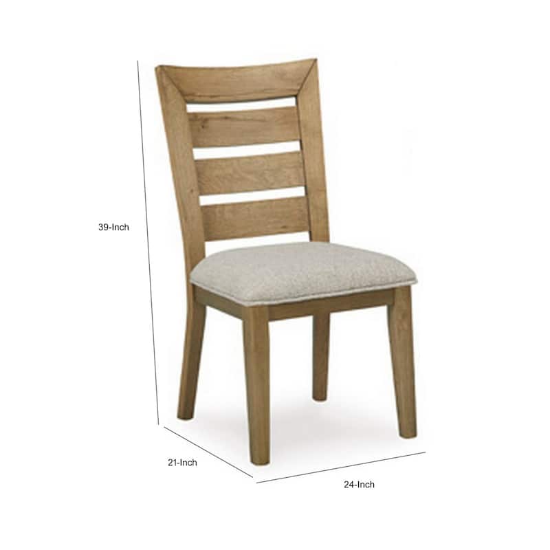 Brown/Gray Fabric Upholstered Wood Frame Dining Chair, Set of 2, Sturdy Dining Chair for Dining Rooms - 19.5