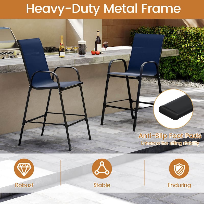 Costway 2 PCS Outdoor Bar Stools 29" Fabric Bar Height Stools with - See Details