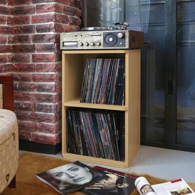 2-Shelf Vinyl Record Cube, Natural (Tool-Free Assembly and Uniquely Crafted from Sustainable Non Toxic zBoard Paperboard)