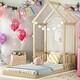 preview thumbnail 19 of 25, House-Style Funny Twin House-shaped Roof Headboard Floor Kids Furniture Bed Kidsbed, Grey Natural