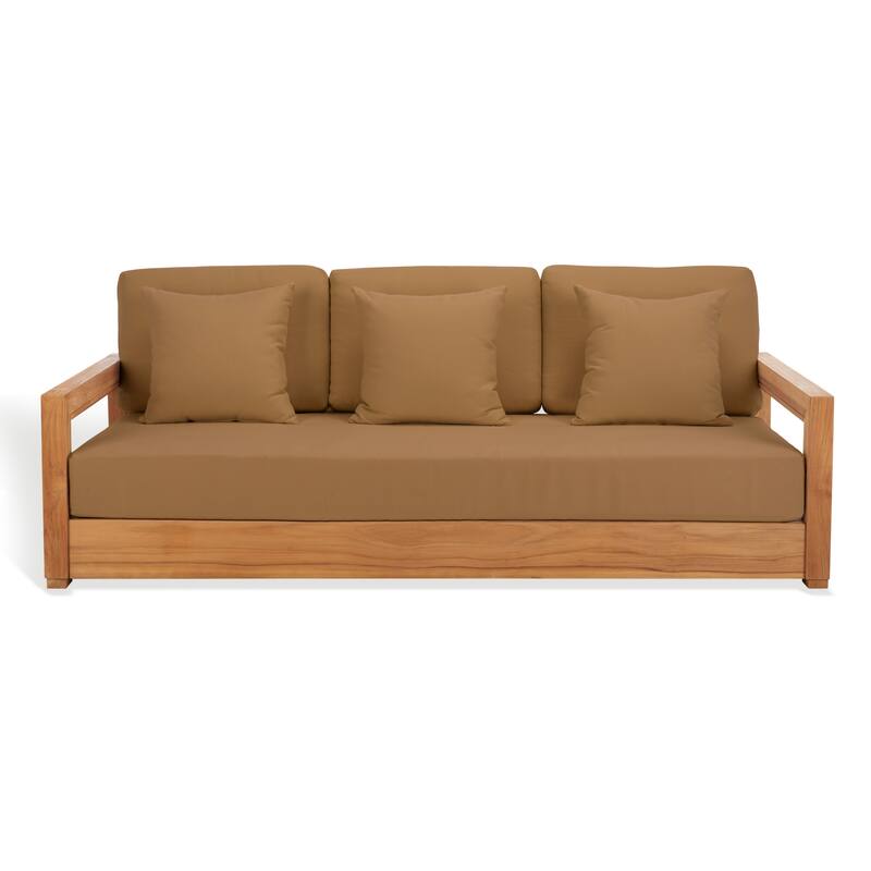 SAFAVIEH Couture Montford Brazilian Teak 3-Seat Bench - 77"W x 36"D x 27"H