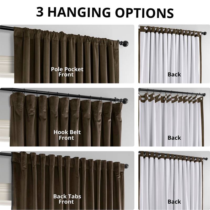 Exclusive Fabrics Signature Extra Wide Java Velvet Blackout Curtain (1 Panel) - Luxurious Blackout Drapery for Elegant Décor
