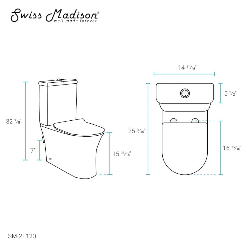 Calice Two Piece Elongated Rear Outlet Toilet Dual Flush .8/1.28 gpf