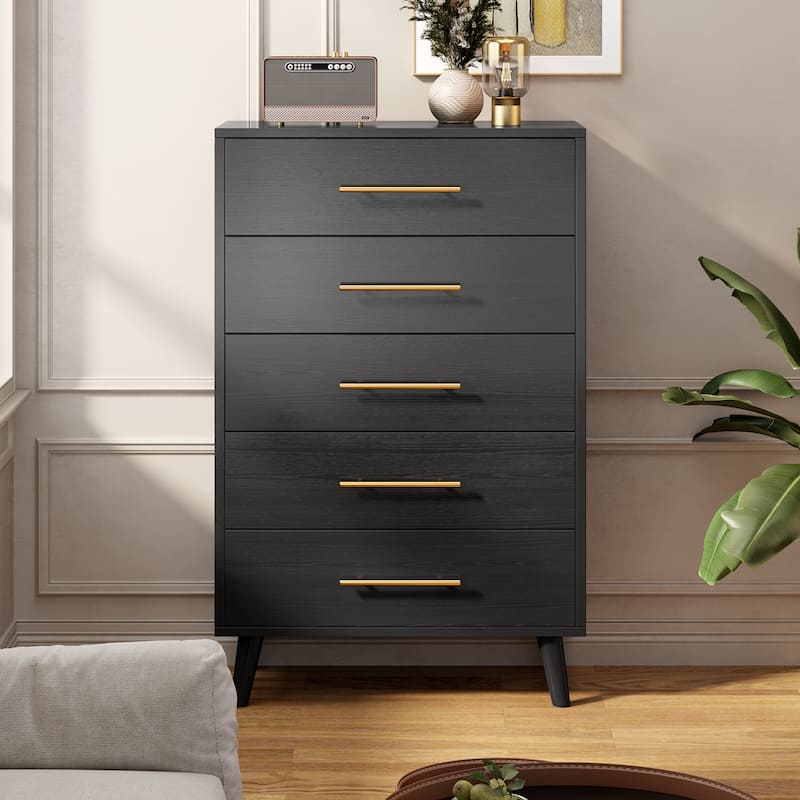 5/6/Chest of Drawers Dresser Modern Drawers with Metal Handles, Wood Storage Dresser for Bedroom, Living Room, Entryway
