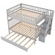 preview thumbnail 25 of 51, Bunk Beds with Pull-out Trundle Bed and Side Storage Staircase, No Spring Box Needed Bed for Kids Teens Adults, Bunk Wood Beds