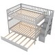 preview thumbnail 9 of 26, Modern Full over Full Wooden Bunk Kids Bed with Trundle,Safety Guardrail and Built-in Storage Stairway