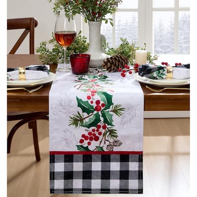 Holly Charm Holiday Fabric Table Runner - 14"x70"