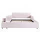 preview thumbnail 54 of 95, Velvet Grounded Bed Mother & Child Bed Platform Slat Bed Frame with Little Round Stool and Bedside Desk for Growing Child