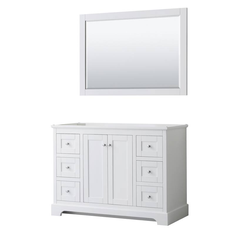 Wyndham Collection Avery 48" Single Free Standing Vanity Cabinet - - White / Polished Chrome Hardware