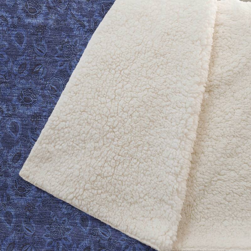 Premium Machine Washable Floral Sherpa Throw Blanket