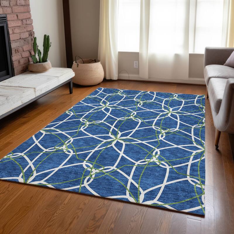 Machine Washable Indoor/ Outdoor Abstract Prism Chantille Rug
