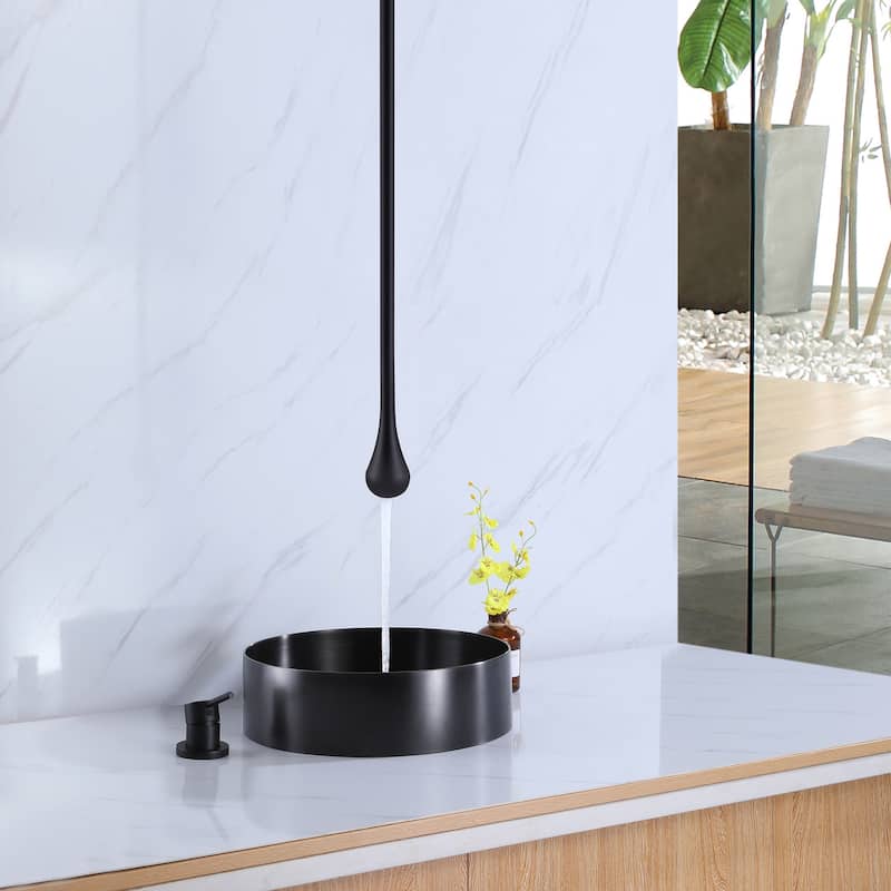 Eye-Catching Ceiling Mounted Line Single Hole Bathroom Sink Faucet with Single Handle, Black / Gold