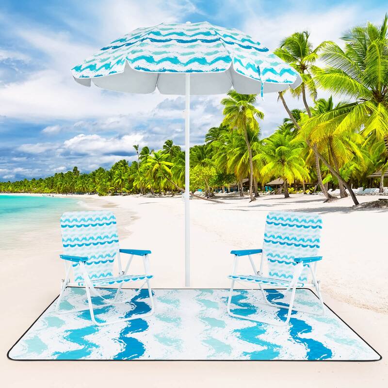 Costway 4 PCS Beach Umbrella Set with 2 Foldable Chairs & Picnic - See Details
