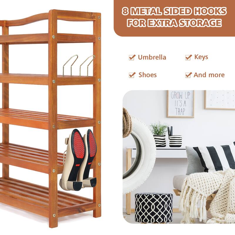 Costway 5-Tier Wood Shoe Rack Freestanding Large Shoe Storage