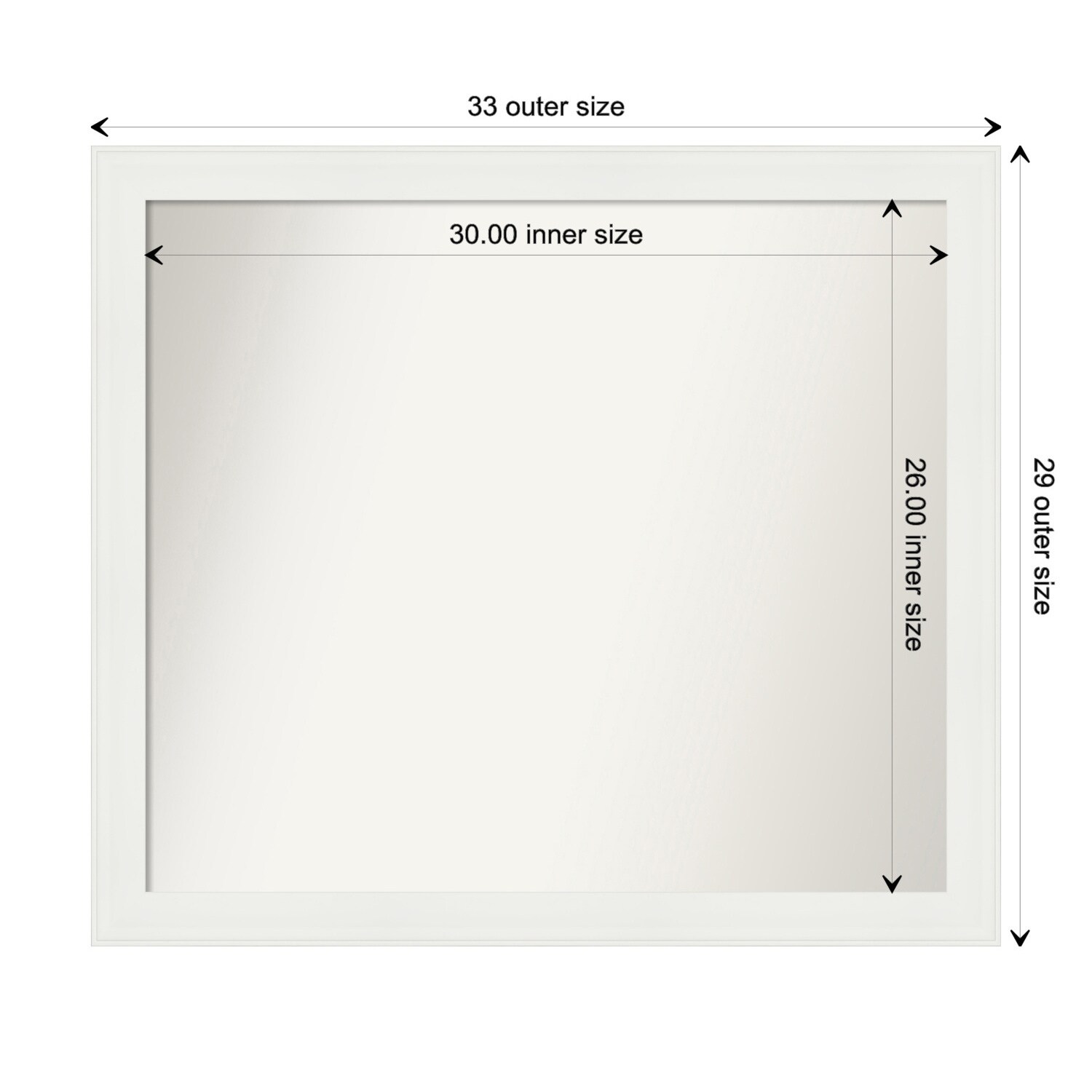 Vanity White Narrow Framed Non-Beveled Custom Wall Mirror, Bathroom Vanity Mirror