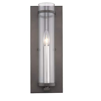 Modern Industrial Nickel and Bronze Wall Sconce