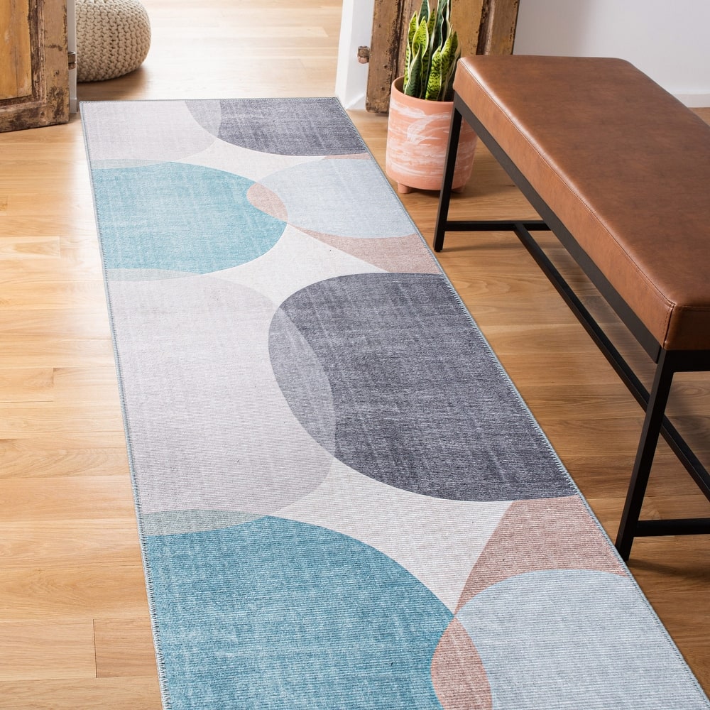Contemporary Geometric Machine Washable Area Rug