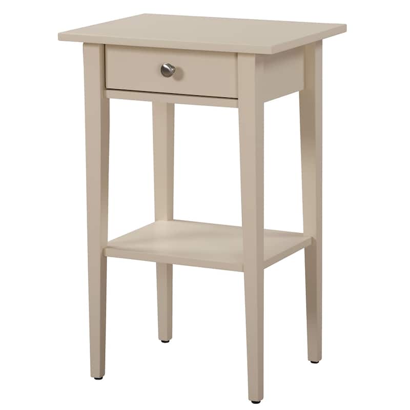 Wood Nightstand with Drawer - Beige