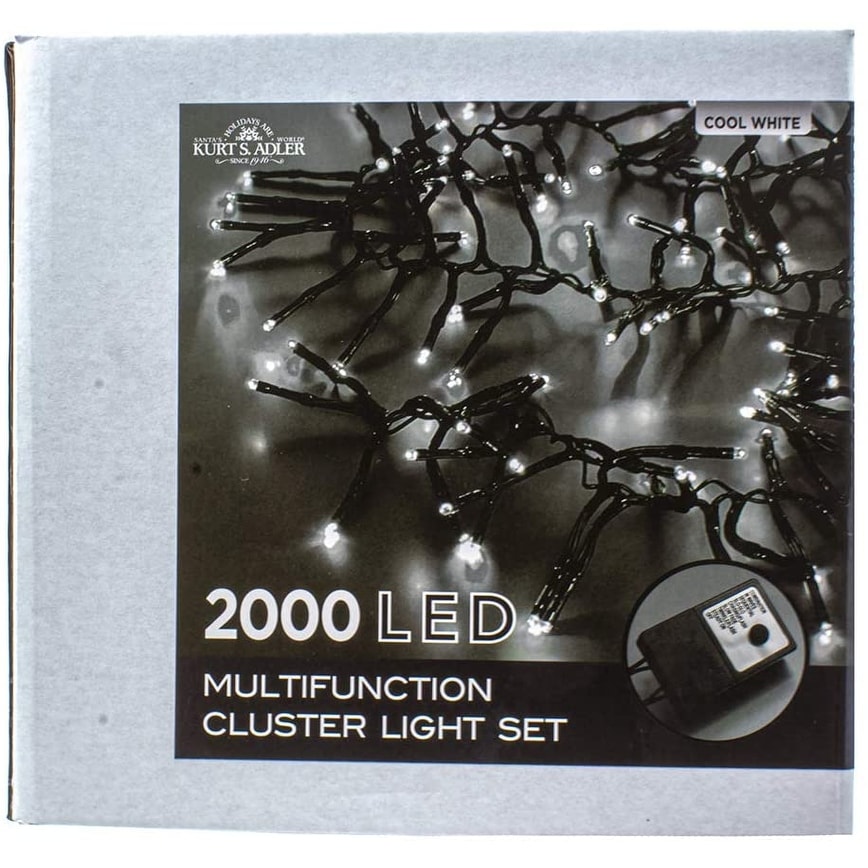 Kurt Adler 2000-Light 65-Foot Cluster Garland with Cool White LED Lights