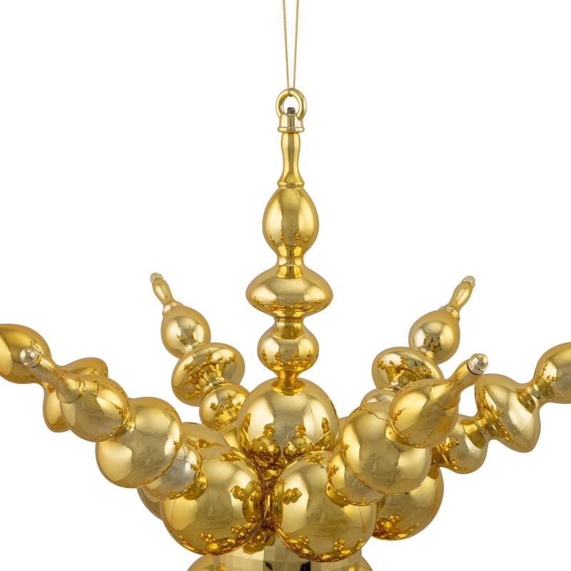 Shiny 3D Sunburst Snowflake Commercial Christmas Ornament - 24" - Gold