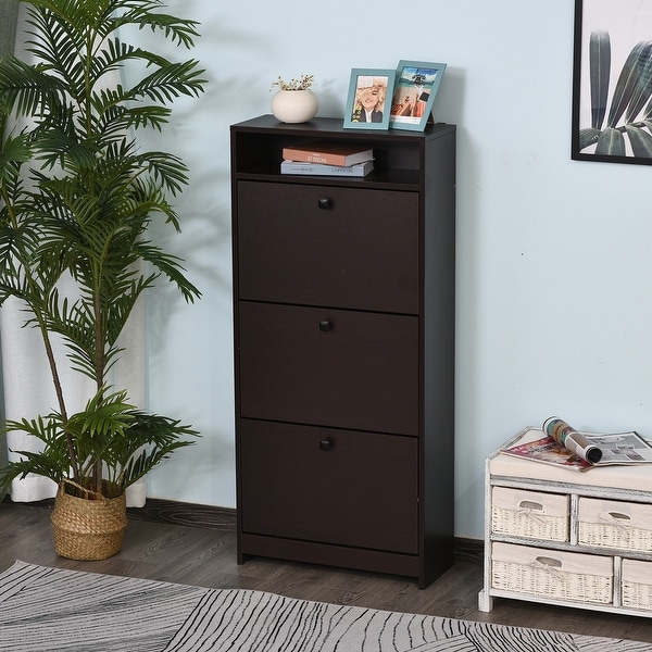 HomCom Trendy Shoe Storage Cabinet with 3 Large Fold out Drawers