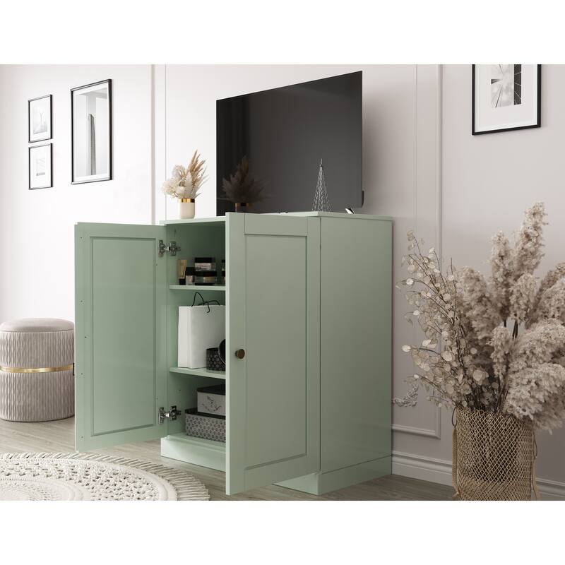 Palace Imports 100% Solid Wood TV Stand with Solid Doors for TVs up to 32"