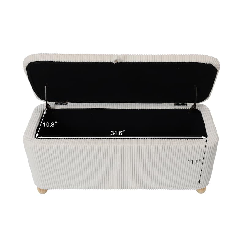 Adeco Storage Ottoman End of Bed Bedroom Entryway Bench