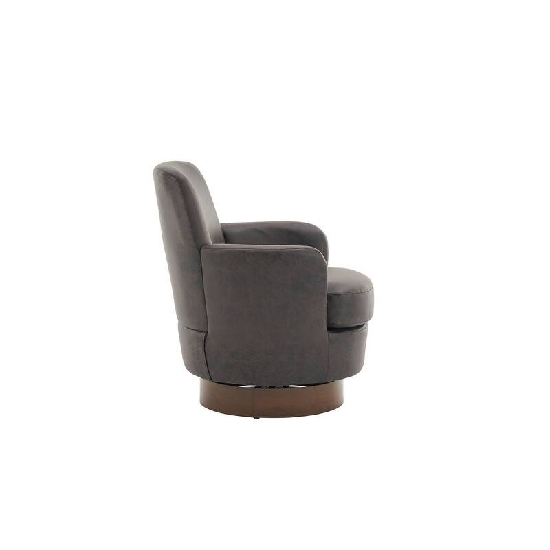 Comfy PU leather Swivel Barrel Chair with Gold Stainless Steel Base