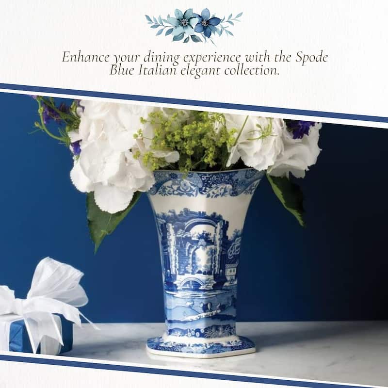 Spode Blue Italian Hexagonal Vase
