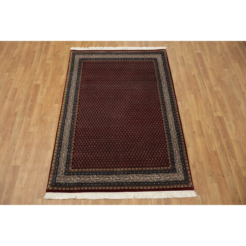 Hand Knotted Oriental 100% Wool Carpet Traditional Paisley Red Botemir Area Rug - 6' 0'' X 4' 2''